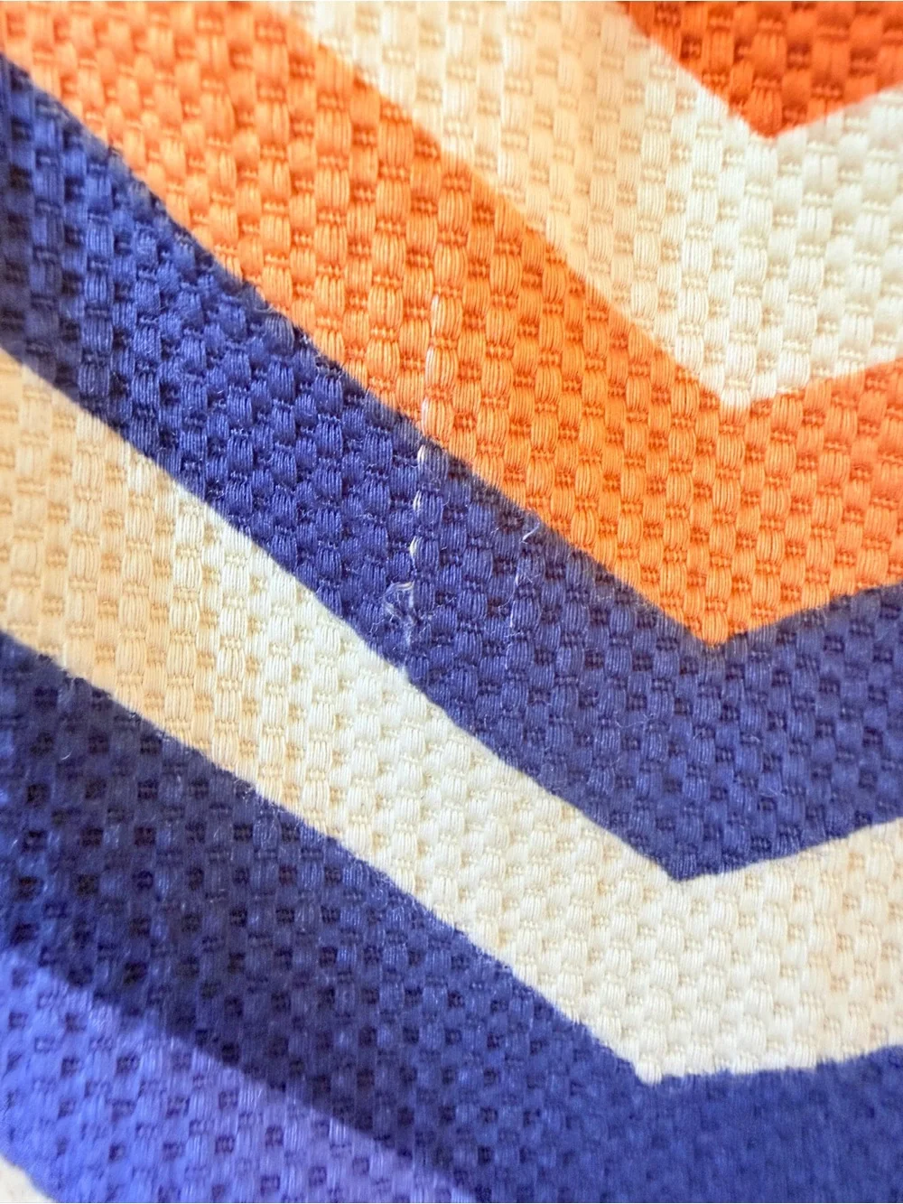 Anthropologie Judith March Navy Strapless Mini Dress Orange & White Chevron Sz S